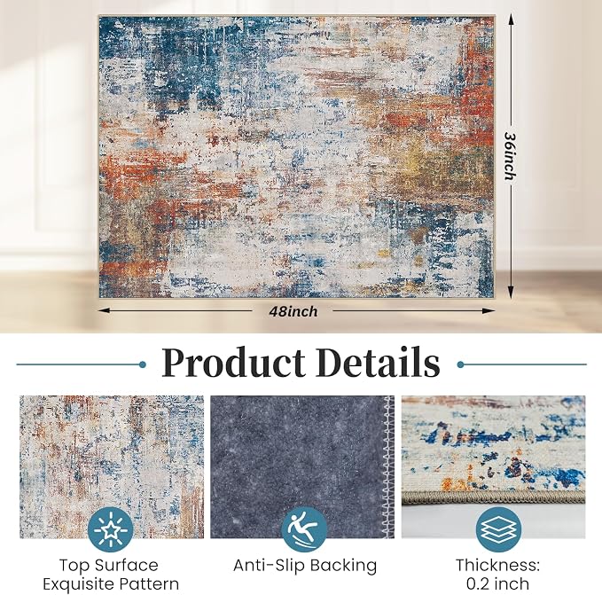 Office Chair Mat for Hardwood Floor & Tile Floor,36"X 48" Heavy Duty Desk Chair Mat for Hard Floors, Under Desk Rug for Rolling Computer Chair,Anti Slip,Low Pile Carpet Floor Protector-Abstract Multii