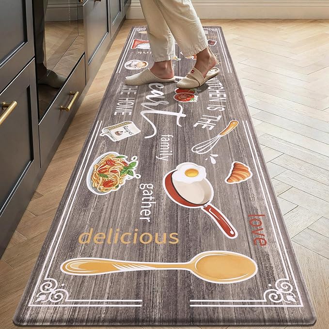 Yamaziot Anti Fatigue Kitchen Rug, 24"x 94" Non-Slip Waterproof Farmhouse Cushioned Comfort Standing Floor Mat for Kitchen, Office, Sink, Laundry