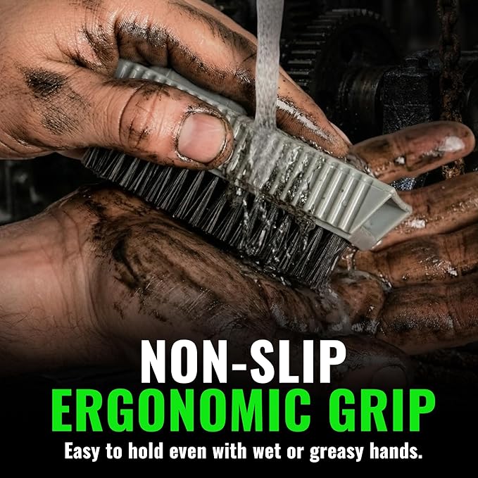 Grip Clean Nail Brush for Cleaning Fingernails – Heavy Duty Nail Brush with Extra Stiff Bristles - Fingernail Brush & Nail Scrubber Brush with Suction Cup Backing for Men & Women - 4 Pack