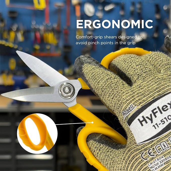 Miller KS-1 Yellow Fiber Optic Kevlar Scissors, Easily Portable Utility Scissors for Working Technicians, Electricians, and Installers, Heavy-Duty Cable Cutters, 5.5 Inches