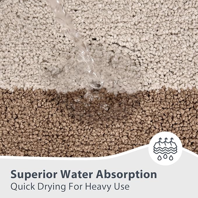 anllugs Bathroom Rugs 30" x 60", Non-Slip Extra Soft Absorbent Bath Rugs, Machine Washable Quick Dry Bath Mats for Bathroom Floor, Shower, Bathtub and Sink, Beige & Grayish Brown