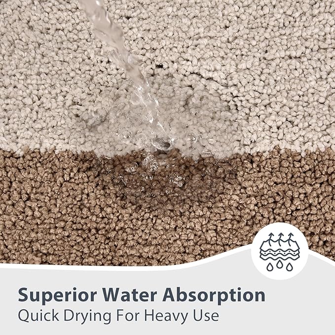 anllugs Bathroom Rugs 20" x 30", Non-Slip Extra Soft Absorbent Bath Rugs, Machine Washable Quick Dry Bath Mats for Bathroom Floor, Shower, Bathtub and Sink, Beige & Grayish Brown
