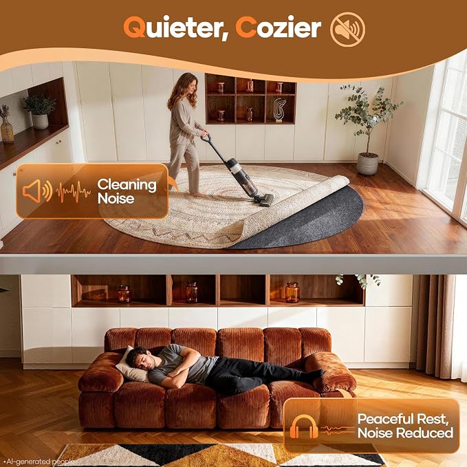Veken 7 Ft Round Non Slip Cushioned Rug Pad Gripper, Felt and Silicone Backing, 1/8" Thick Carpet Liner for Hardwood Floors and Finishes, Under Area Rugs Anti Skid Mat, Keep Rugs Safe and in Place