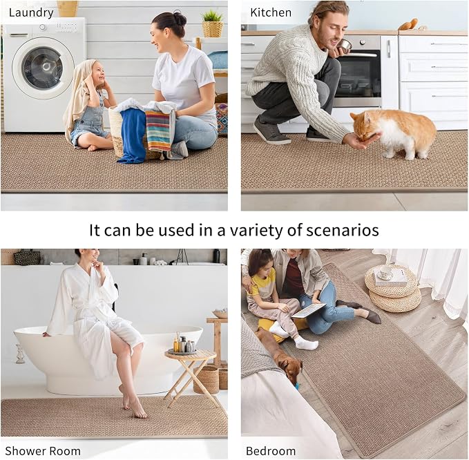 YDKGL Kitchen Rugs and Mats Non Slip Washable, Absorbent Runner Rugs for Kitchen, Front of Sink, Kitchen Mats for Floor，Easy to Clean and Maintain Kitchen Floor mat(Brown, 17"x30")