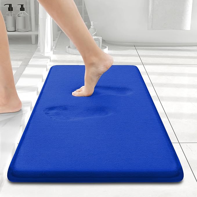 Smiry Memory Foam Bath Mat 24x16, Extra Soft and Absorbent Bathroom Mats, Non Slip Washable Carpet for Floor, Shower and Tub, Royal Blue