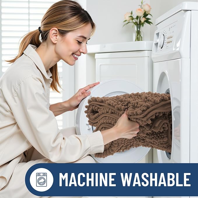 Smiry Bathroom Rugs Mat 36x24, Extra Soft Absorbent Chenille Bath Rugs, Non Slip Rubber Backing Machine Washable Quick Dry Bath Mats for Bathroom Floor, Tub, Shower, Home Decor Accessories, Mocha