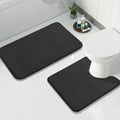 Yimobra Memory Foam Bath Mat Set 2 Piece - Super Soft Absorbent Quick Dry Bathroom Toilet Rugs, Machine Washable Non Slip Floor Carpet for Tub Shower & Single Sink (31.5x20 & 24x20, Black)