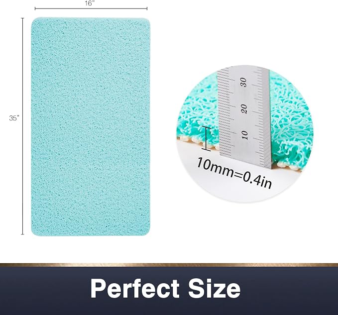 Asvin Soft Textured Bath, Shower, Tub Mat, 35x16 Inch, Phthalate Free, Non Slip Comfort Bathtub Mats with Drain, PVC Loofah Bathroom Mats for Wet Areas, Quick Drying