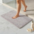 TYUU Bathroom Rugs Non Slip Washable, Ultra Soft Super Absorbent Quick Dry Small Bath Mat with Rubber Backing for Bathroom Floor, Shower, or Sink, Light Grey 20" x 30"