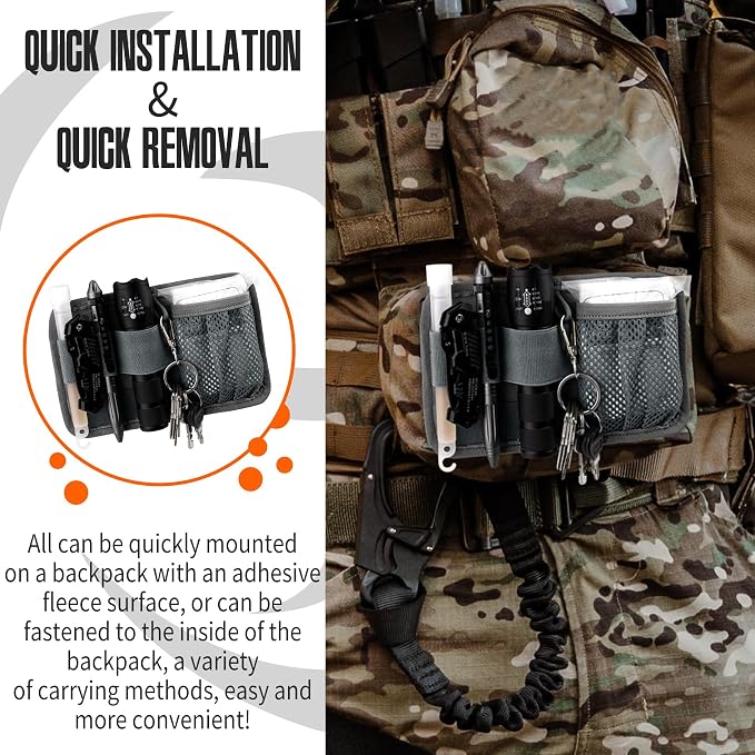 bvya Tactical Bag Insert Modular Panel Organizer Utility Admin Pouch Hook Fasteners for Gadgets