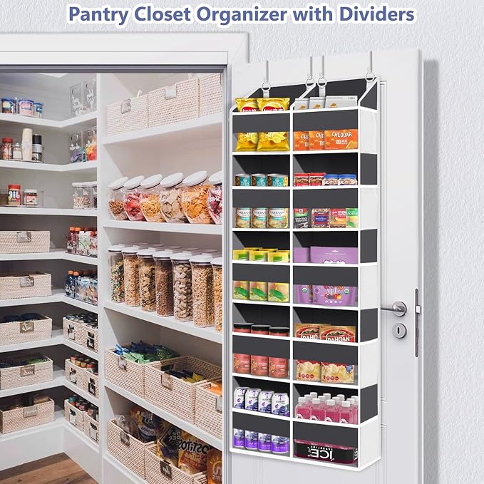 UVIAHOMI Heavy Duty Over The Door Organizer 5 Tiers, Extra Large Behind Door Storage of 10 Front & 10 Mesh Pockets, 80lb Weight Capacity, Hanging Doors Storage for Closet Bedroom Nursery, Dark Gray