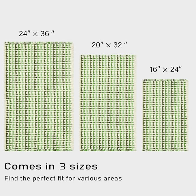 Douceur Boho Bath mat for Bathroom Floor Non Slip, Acrylic Blend Cute Bath Mats with Tassels, Quick Dry Bath mats Machine Washable, 24" x 36", Green