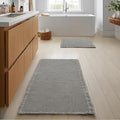 JIUZHEN Set of 2 Waffle Bath Mats Non Slip Waffle Bathroom Runner Rug Washable Boho Runner Bath Rugs Super Absorbent Shower Mat for Bathroom Kitchen Hallway Laundry, 16" x 24" +24" x 48", Grey
