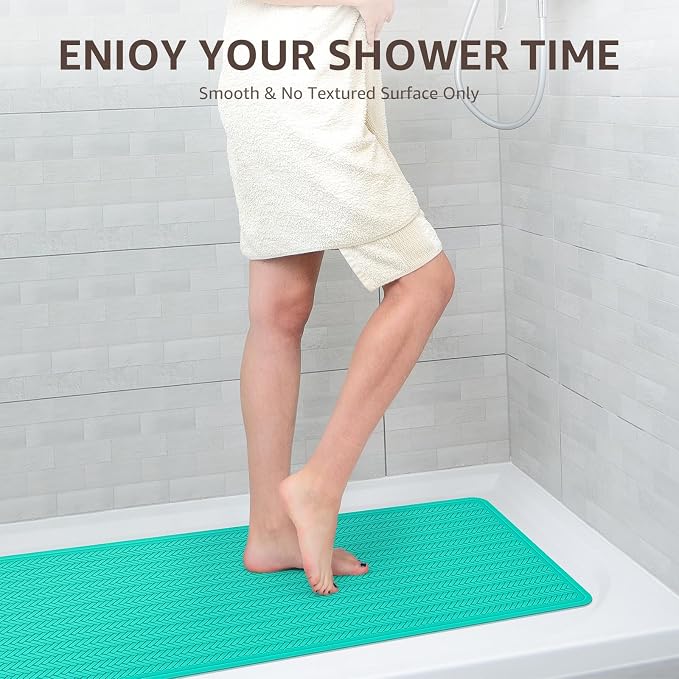 OTHWAY Bathtub Mat Non Slip, Extra Long Rubber Bath Mat for Tub, Machine Washable Shower Anti Slip Mat with 332 Strong Suction Cups (Sea Green, 36" x 17")