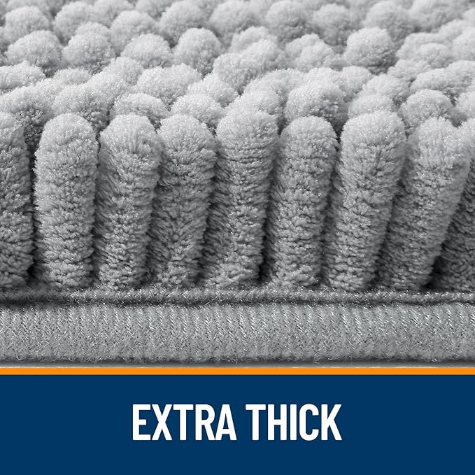 OLANLY Bathroom Runner Rugs 47x17, Extra Soft Absorbent Chenille Bath Rugs, Rubber Backing Quick Dry, Machine Washable Long Bath Mats for Bathroom Floor, Tub and Shower, Home Decor Accessories, Grey
