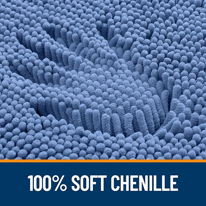 OLANLY Large Bathroom Rugs 44x32, Soft Absorbent Chenille Bath Rugs, Rubber Backing Quick Dry, Machine Washable Bath Mats for Bathroom Floor, Tub and Shower, Home Decor Accessories, Cornflower Blue