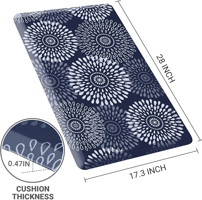LuxStep Kitchen Mat Waterproof Kitchen Rugs for Floor Cushioned Anti-Fatigue Mat Non-Slip Standing Desk Mat Comfort Floor Mats for House Sink Office 17.3" x 28" Blue