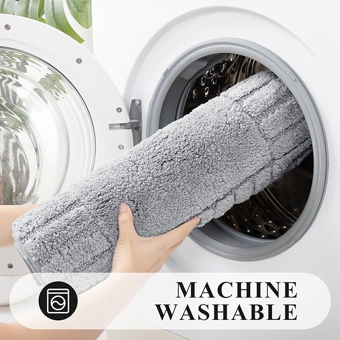 Pauwer Bathroom Rugs Sets 3 Piece Bathroom Shower Rugs with U-Shaped Contour Toilet Mat Absorbent Microfiber Plush Bath Mats Non Slip Bath Rugs Machine Washable Shaggy Bath Mat Set, Light Grey