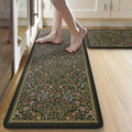 Collive Anti Fatigue Kitchen Mats, Spring Green Floral Kitchen Rugs Sets of 2 Non Slip Waterproof Standing Mat, Washable Vintage Comfort Desk Rug for Office, Sink, Laundry, 17.3"x29"+17.3"x47"