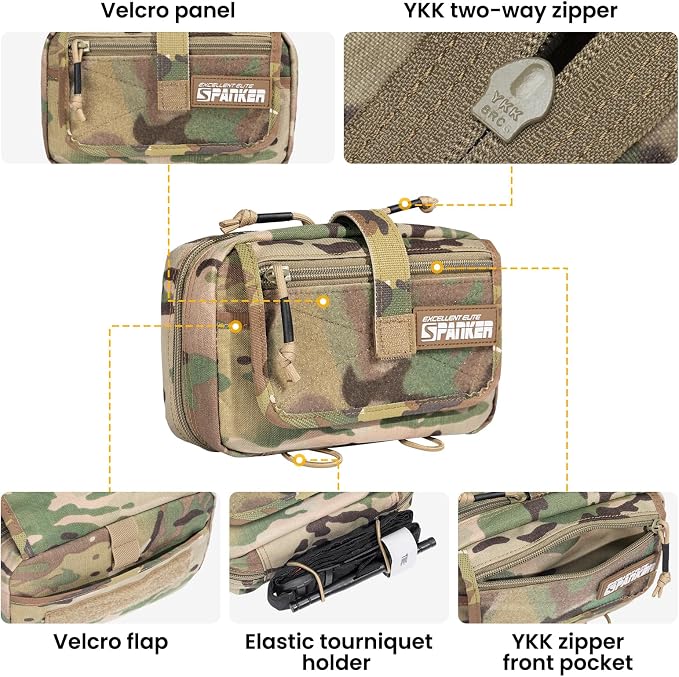 EXCELLENT ELITE SPANKER Tactical First Aid Pouch IFAK Rip Away Molle EMT Pouch Compact Admin Pouch Medical Utility Pouch Emergency Survival Kits for Tactical Vest,Backpack