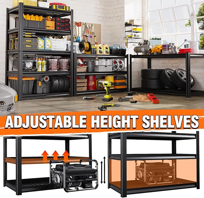 Set of 6 Garage Shelving-72"x59"x20"-5 Tier Storage Shelves,Adjustable Heavy Duty Metal Shelving Unit and Storage Large Wire Rack,Utility Steel Shelf for Warehouse Industrial Pantry Basement -3500 lbs