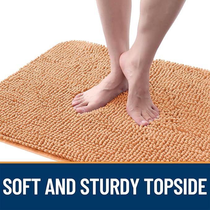 OLANLY Dog Door Mat for Muddy Paws 54x32, Absorbs Moisture and Dirt, Absorbent Non-Slip Washable Doormat, Quick Dry Chenille Mud Mat for Dogs, Entry Indoor Entryway Carpet for Inside Floor, Orange