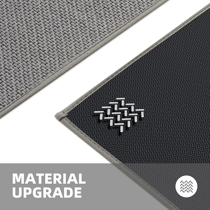 Kitchen Mats for Floor 2 Piece - Kitchen Rugs Non Slip Washable 20"x32"+20"x59", Grey