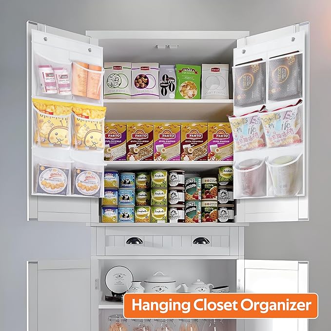 KIMBORA 2 Packs Narrow Over the Door/Wall Shoe Organizer Cruise, Small Hanging Shoe Rack for Closet with Clear Mesh Pocket for Bathroom, RV, Pantry, Camping (White)