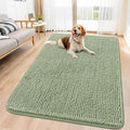 Smiry Dog Door Mat for Muddy Paws 59x35, Absorbent Dirt Trapper, Non-Slip Washable Chenille Entryway Rug for Inside Floor, Sage Green, Classic Solid
