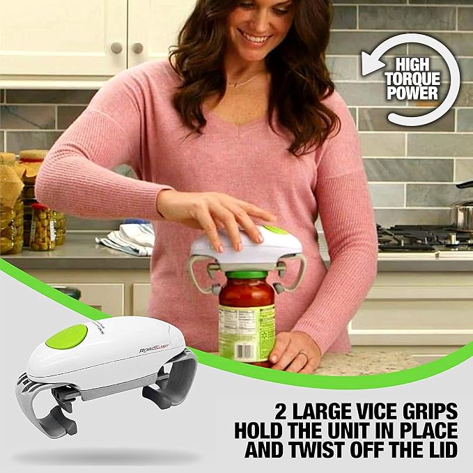Robotwist Automatic Jar Opener,Deluxe Model with Improved Torque,Robo Twist Kitchen Gadgets for Home,Electric Handsfree Easy Jar Opener – Works on All-Jar Sizes,As Seen on TV,(Pack of 6)