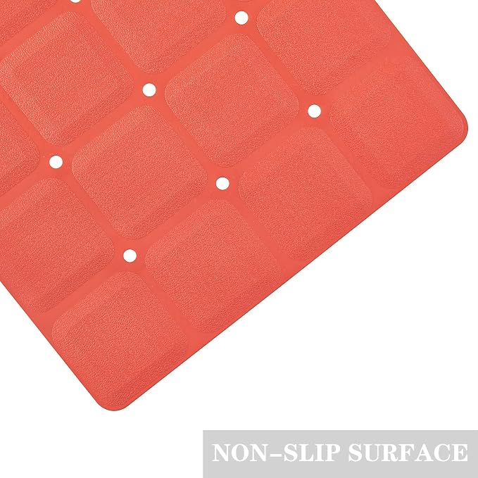 Webos Foldable Non Slip Silicon Bath Mat Bathtub mat Shower mats no Suction Cups for Textured Tub and Reglazed Tub(Foldable-Red, 28-inch x 14-inch)