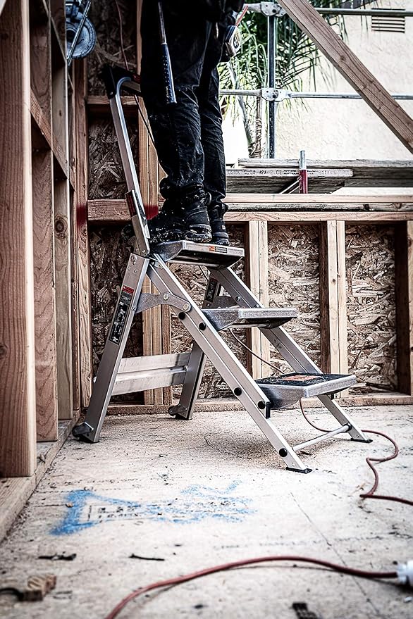 Little Giant Ladder Systems 10310BA Safety Step Stepladder with Handrail, 3-Step