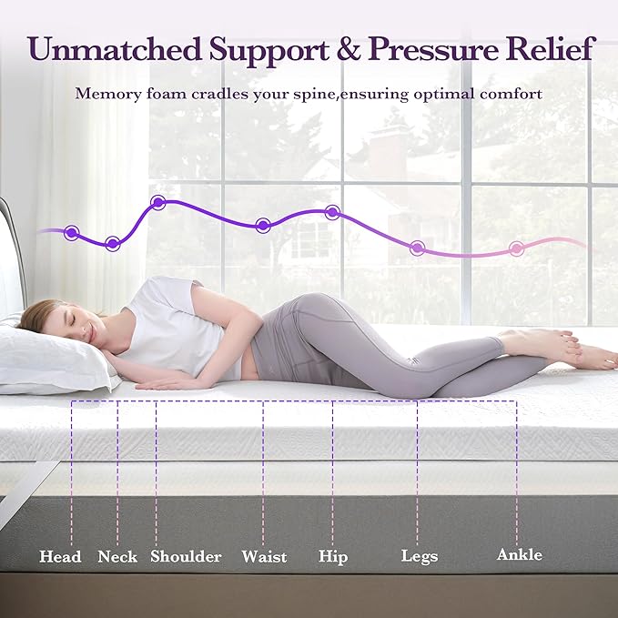 SINWEEK 2 Inch Gel Memory Foam Mattress Topper with Cooling Cover Ventilated Soft Mattress Pad, Bed Topper, CertiPUR-US Certified, Twin XL Size