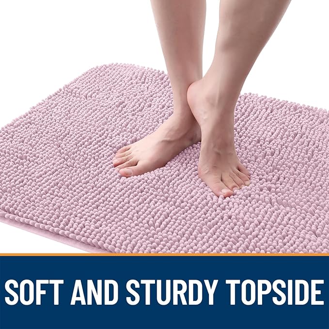 OLANLY Dog Door Mat for Muddy Paws 54x32, Absorbs Moisture and Dirt, Absorbent Non-Slip Washable Doormat, Quick Dry Chenille Mud Mat for Dogs, Entry Indoor Entryway Carpet for Inside Floor, Dusty Rose