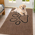 Smiry Dog Door Mat for Muddy Paws, Absorbent Dirt Trapper Non Slip Quick Dry Washable Chenille Mat for Mud Dogs, Entry Rug for Indoor and Outdoor (47x32 Inches, Coffee and Black)
