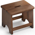 FANATU 13'' Wooden Step Stool, Non-Slip One Step Stool for Adults, Portable Heavy Duty Design with 550lbs Capacity, Nonslip & Durable Construction (Rich Walnut, 13in Height)
