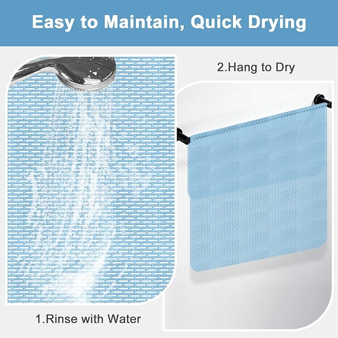 Extra Large Shower Mat: 47"x32" Non Slip Shower Mats for Inside Shower, PVC Anti Slip Shower Stall Mats No Odor, Trimmable Walk in Shower Mats for Elderly Kids