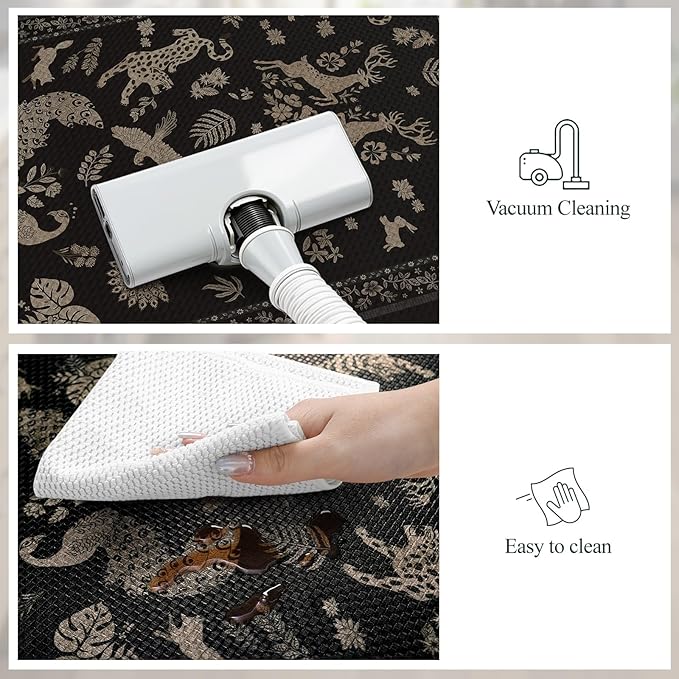 LEEVAN Cushioned Kitchen Mats for Floor 2 Piece, Anti Fatigue Mats for Kitchen Floor Non-Slip, Black Memory Foam Kitchen Mat Set, Waterproof Ergonomic Standing Mat for Bar, Office,Desk, Laundry