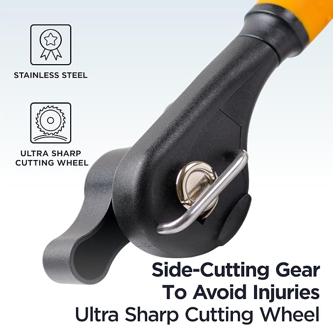 Deiss Pro Heavy Duty Can Opener Manual Smooth Edge, Handheld Can Opener With Soft Touch Handle, Rust Proof Safety Can Opener Oversized Handheld Easy Turn Knob, Best Large Lid Openers (ORANGE)