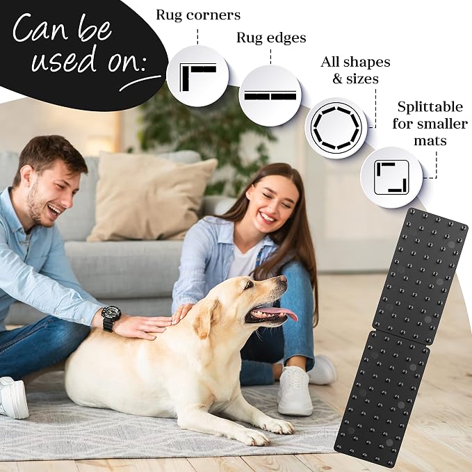 Medipaq Greatideas Non-Slip Mat and Rug Grippers - Stop Your Mats and Rugs from Slipping and Sliding! Black 4X Pack