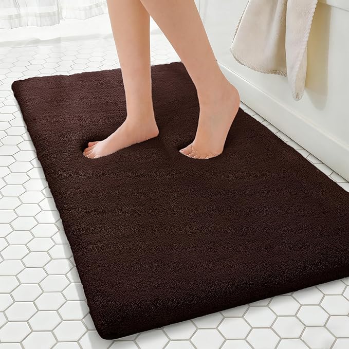 MINIDEAR Bathroom Rugs 47x17 Dark Brown - Thick Memory Foam Bath Mat, Ultra Soft & Plush Fluffy, Non-Slip, Quick Dry, Absorbent Washable Floor Microfiber Mat for Tub, Home Decor Accessories