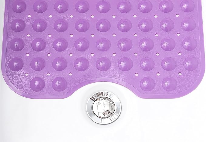 Extra-Long Non-Slip Bathtub & Shower Mat 39”x16” (Smooth/Non-Textured Tubs Only) Safe, Clean, Machine-Washable, Superior Grip&Drainage, Vinyl, Opaque Purple