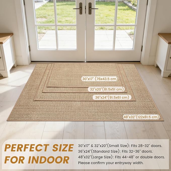 SMILOOL Front Door Mat Indoor Entrance, 32" x 48" Non-Slip Inside Door Mats for Entryway, Dirt Resistant and Absorbent Washable Doormat, Low Profile Entry Way Doormats, Floor Mats for House, Beige