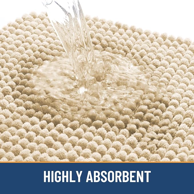Arotive Bathroom Rugs 36" x 24", Ultra Soft Absorbent Chenille Bath Rugs, Non-Slip Rubber Backing, Machine Washable Bath Mats for Bathroom Floor, Tub and Shower, Home Decor Accessories, Beige