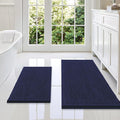 Smiry Bathroom Rugs Sets 2 Piece, Soft Absorbent Chenille Machine Washable Non Slip Shaggy Bath Rug Set for Tub, Shower, and Floor (36x24+24x16, Navy Blue)