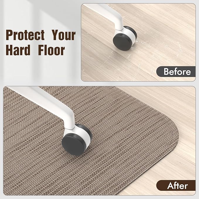 Blvornl Office Chair Mat for Hardwood Floor, 36" x 48" Desk Chair Mat for Hard Wood and Tile Floor, Large Anti-Slip Hard Floor Protector Rolling Chair Mat, PVC Mat Desk Rug for Office Home, Dark Brown
