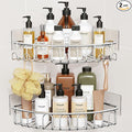 Orimade Corner Shower Caddy Stainless Steel with Hooks Wall Mounted Bathroom Shelf Storage Organizer Adhesive No Drilling 2 Pack, Silver Only for 90-Degree Corner