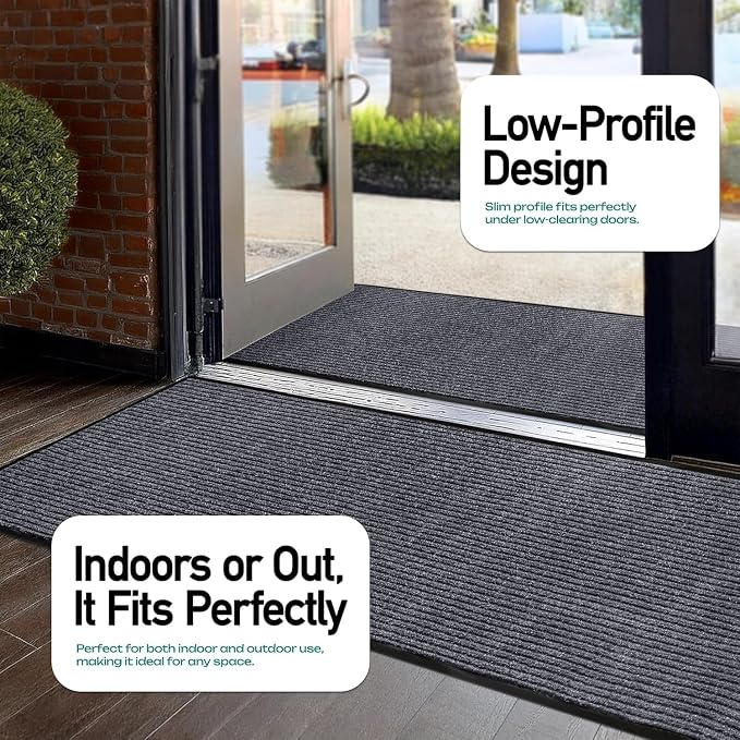 MaxMat® Extra Large Commercial Door Mat, Rubber Border Heavy Duty Door Mat, Waterproof, Low-Profile, Easy to Clean, Rubber Entry Mat. (Grey, 3 x 6 feet)