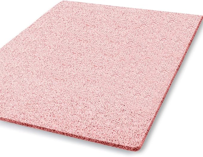 godehone Shower Mats Non Slip Without Suction Cups, PVC Loofah Bathroom Mats, Loofah Mats for Shower and Bathroom, Quick Drying, 23.6× 34.6 Inch, Pink