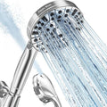 BESAQUO Shower Head,10 Functions High Pressure shower head with handheld, Built-in Pause Mode & Power Wash, Non-Clogging Nozzles High Flow Hand Held Shower Head, Leakproof 6ft Hose&Adjustable Bracket